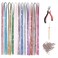 48" Hair Tinsel Hair Dazzle Glitter Extensions 750+ Strands Kit Sparkling Silk Fairy Hair Shiny Hair Flairs Tinsel Extensions Party Highlights Synthetic Hairpieces (12 Color Hair Tinsel Set)