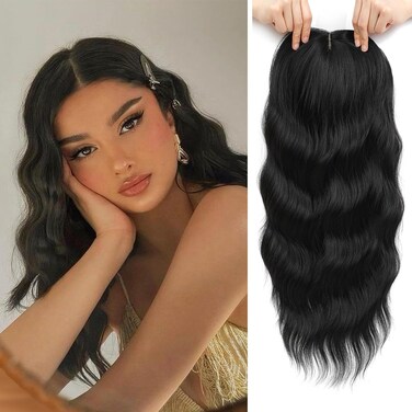 Hair Toppers for Women, 360&deg; 3D Toppers Hair Pieces for Women, 20 Inch Long Curly Hair Topper with Side Bangs, Wavy Hair Toppers with Thinning Hair Wiglet