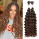 Deep Wave Bulk Braiding Hair Bundles - 25% Human Hair Mixed Hair Bundles For Human Braiding Hair No Weft 160g (1 Pack&mdash;2 Bundles) Boho Braids Wet and Wavy Synthetic Hair Extensions