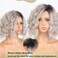 Short Curly Wavy Bob Wigs for White Women Ombre Grey Ash Blonde Bob Synthetic Wavy Wig with Dark Roots Short Hair Realistic Wigs for Women (Ombre Grey Mixed Brown)