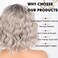 Short Curly Wavy Bob Wigs for White Women Ombre Grey Ash Blonde Bob Synthetic Wavy Wig with Dark Roots Short Hair Realistic Wigs for Women (Ombre Grey Mixed Brown)