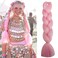 Herina Pink Braiding Hair One Pack Baby Pink Fake Braids In Hair Extensions Colored French Pink Braid High Temperature Fiber Light Pink Jumbo Braids(1pc/pack)