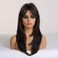 HAIRCUBE Long Dark Brown with Highlights Wigs for Women Synthetic Curly Wavy Hair Wig for Daily