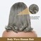 Glueless Wavy Bob Wigs Salt and Pepper Grey Wigs Human Hair Pre Plucked Short Bob Wig 12" Body Wave Lace Front Wigs Pre Cut 5x5 Closure HD Transparent Gray Glueless Wigs for Women