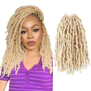8 Packs Light Weight Butterfly Locs Crochet Hair 12 Inch Butterfly Faux Locs Crochet Hair short Blonde Distressed Butterfly Locs, 613#