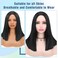 HANNE Natural Black Shoulder Length Bob Wig for Women Short Straight Hair Middle Part Heat Resistant Bob Wigs for Daily Use or Party (Black)