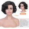 HANNE Short Curly Bob Wigs for Black Women Side Part Synthetic Wigs Body Wave Short Wigs Curly Hair Heat Resistant Loose Wave Black Women Wigs (Natural Black)
