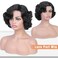 HANNE Short Curly Bob Wigs for Black Women Side Part Synthetic Wigs Body Wave Short Wigs Curly Hair Heat Resistant Loose Wave Black Women Wigs (Natural Black)