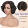HANNE Short Curly Wigs for Black Women Side Part Ombre color Root Lace Part Short Wigs Curly Heat Resistant Loose Wave Black Women Wigs (Chocolate)