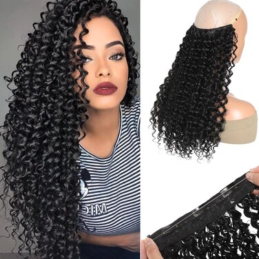Curly Hair Extensions Invisible Wire Hair Extensions with Transparent Wire Adjustable Size 3 Secure Clips Long deep Secret Synthetic Curly Braiding hair