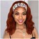 nicene Auburn Headband Wigs for Black Women Short Auburn Wavy Natural Hairline Bob Shoulder Length Synthetic Curly Daily Glueness Wigs（14inch 350#）