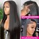 Long Straight Lace Front Wigs 180% Density Black Straight Wig 13x4 HD Lace Glueless Synthetic Long Silk Natural Wigs for Black Women 26 Inch Pre Plucked Transparent Glueless Brazilian Natural HairLine