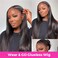 Long Straight Lace Front Wigs 180% Density Black Straight Wig 13x4 HD Lace Glueless Synthetic Long Silk Natural Wigs for Black Women 26 Inch Pre Plucked Transparent Glueless Brazilian Natural HairLine