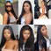 Long Straight Lace Front Wigs 180% Density Black Straight Wig 13x4 HD Lace Glueless Synthetic Long Silk Natural Wigs for Black Women 26 Inch Pre Plucked Transparent Glueless Brazilian Natural HairLine