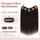 Benehair One Piece Clip in Hair Extensions Real Human Hair 3/4 Full Head V Shaped Weft Thicker Hair Lace Net One Piece Hair Extensions with 5 Clips (14"-55g #2 Dark Brown)