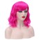 Hot Pink Wig for Women Short Wavy Hot Pink Wig with Bangs Bob Synthetic Cosplay Costume Daily Wear Wigs