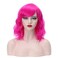 Hot Pink Wig for Women Short Wavy Hot Pink Wig with Bangs Bob Synthetic Cosplay Costume Daily Wear Wigs