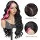Highlight Pink Skunk Strip wig Long Wavy Synthetic wig for Women Middle Part Body Wave Wigs Natural Looking Synthetic Heat Resistant Wig for Daily Party Use 32