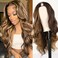 Aisaide Highlighted V Part Wig Body Wave For Black Women Glueless Full Head Clip In Half Wig 24 Inch Brown Wig V Shape Wigs No Leave Out Upgrade U Part Wig Ombre Highlight Wig Body Parts for Women