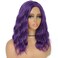 Dark Purple Wig for Women, Wavy Curly Purple Bob Wigs Middle Part 14 Inch Shoulder Length Heat Resistant Synthetic Colorful Wig