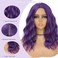 Dark Purple Wig for Women, Wavy Curly Purple Bob Wigs Middle Part 14 Inch Shoulder Length Heat Resistant Synthetic Colorful Wig