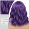 Dark Purple Wig for Women, Wavy Curly Purple Bob Wigs Middle Part 14 Inch Shoulder Length Heat Resistant Synthetic Colorful Wig