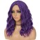 Dark Purple Wig for Women, Wavy Curly Purple Bob Wigs Middle Part 14 Inch Shoulder Length Heat Resistant Synthetic Colorful Wig