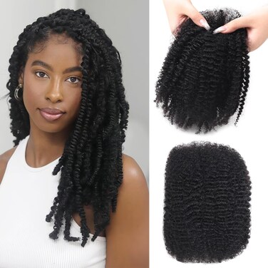 12Inch Afro Kinkys Bulk Natural Black 100% Human Hair 45g&plusmn;5g/bundles - Braiding Hair for Dreadlocks/Loc Repair/Dreadlock Extensions/Twists/Braids