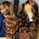 SENSAIRUITE Highlight Ombre Lace Front Wigs Human Hair Pre Plucked 13x4 Body Wave Frontal Wigs Human Hair 180% Density 4/27 Colored Honey Blonde Lace Front Wig for Women 18 Inch