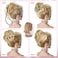 HOOJIH Messy Bun Hair Pieces, 4 Pieces Messy Bun Straight Bun Hair Pieces for Women Wavy Tousled Updo Short Ponytail Hair Extensions Large Bun with Elastic Band - Smoke Gray