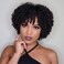Pixie Cut Wigs For Black Women Short Human Hair Wig Glueless Wig Afro Rose Curly Funmi Wigs with Bangs Natural Black Color Full Machine Made (Pixie cut wigs 294# 6 Inch)