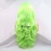 xiweiya Neon Green Wave Real Hair Wig Fluorescent Green Handmade Synthetic Lace Front Wigs for Women Long Body Wave Pastel Green Wig Preplucked Hairline Replacement for Cosplay Party 24inch