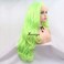 xiweiya Neon Green Wave Real Hair Wig Fluorescent Green Handmade Synthetic Lace Front Wigs for Women Long Body Wave Pastel Green Wig Preplucked Hairline Replacement for Cosplay Party 24inch