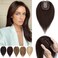 MY-LADY Clip in Human Hair Topper for Women No Bangs 130% Density 10 * 12cm Silk Base 40g 12 inch #2 Dark Brown Remy Hair Top Hairpieces