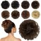 FESHFEN Human Messy Buns - 100% Human Hair Bun Real Scrunchies Hair Pieces Ponytail Extensions Wavy Tousled Updo Chignon Hairpieces for Women, Medium Chestnut Brown