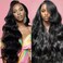 24 Inch Body Wave Lace Front Wigs Human Hair Pre Plucked 180% Density 13x4 Transparent HD Lace Front Wigs for Women Glueless Frontal Wigs with Baby Hair Natural Black Human Hair Wig