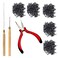 Hair Extensions Tools Kit Professional Hair Styling Tools Accessory 500 Pcs Micro Ring Beads 1 Hair Extension Plier 2 Hook Needle Pulling Loop Hair Extensions Bead Device (Black)