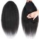 Wrap Drawstring Kinky Straight Human Hair Ponytail for Balck Women Yaki Straight Remy Human Hair Ponytail Extension 10A Grade Afro Yaki Clip In Pony Tail Hairpiece 120g Natural Color (10 Inch)