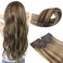 Clip in Hair Extensions Real Human Hair, Balayage Chocolate Brown to Caramel Blonde Hair Extensions Clip ins, Natural Straight Clip in Virgin Hair Extensions 20inch 120g 7pcs for Gift