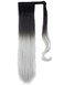 Lelinta 24" Straight Wrap Around Ponytail Hairpieces for Woman Synthetic Hair Extension Natural Black To Silver Grey