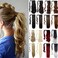 Lelinta 24" Straight Wrap Around Ponytail Hairpieces for Woman Synthetic Hair Extension Natural Black To Silver Grey