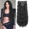 Flufymooz Clip In Hair Extensions,6PCS Hair Extensions Long Mermaid Waves Wavy Synthetic Clip On Hairpiece For Women 24 Inch (Natural Black)