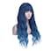 incohair 28 Inches Mixed Blue Wigs Long Curly Wavy Fluffy Wig with Bangs Women Girls Synthetic Party Cosplay Cosutme Hair Wigs (Mixed Blue)