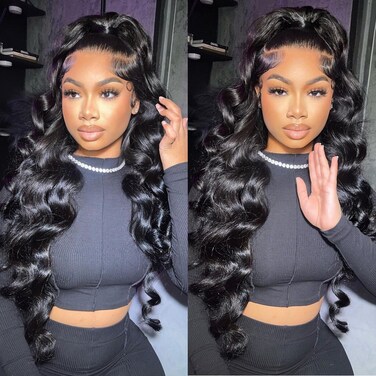 30 Inch 360 Lace Front Wigs Human Hair 200% Density 360 HD lace Front Wigs human hair for Women 100% Virgin Human Hair Body Wave Lace Front Wig Can Make Bun and High Ponytail