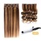5 Pieces 12" Remy Clip in Hair Extensions Human Hair Ombre Chocolate Brown to Honey Blonde - Silky Straight Short Thick Real Hair Extensions for Women (12 inches, 4/27, 60grams)