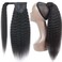 Kinkys Straight Hair Extensions Natural Black Clip with Magic Paste Ponytail Remy Human Hair Extensions 130G/Set Afro Kinky Straight Wrap Around Human Hair Ponytai Wrap Around Ponytail 18 Inch