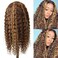 Ombre Lace Front Wig Human Hair 13x4 HD Transparent Wigs Water Wave Glueless Pre Plucked #4/27 Chocolate Brown Highlight Wigs 24 Inch Human Hair for Women Bleached Knots with Baby Hair Glueless Wigs