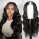 V Part Wig Human Hair Body Wave Wigs Brazilian Virgin Human Hair wigs for Black Women Glueless Clip In Half Wig V Shape Wigs Upgrade U Part Wigs 150% Density Natural Color 24inch