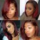 ONICA Pixie Cut Wigs for Black Women Human Hair, 6 Inch Ruby Wine Red Straight Bob Wig 13x4x1 HD Transparent Side Part Lace Front Wig With Pre Plucked Natural Hairline (Straight, 1B/99J)
