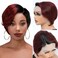 ONICA Pixie Cut Wigs for Black Women Human Hair, 6 Inch Ruby Wine Red Straight Bob Wig 13x4x1 HD Transparent Side Part Lace Front Wig With Pre Plucked Natural Hairline (Straight, 1B/99J)